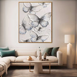 White And Blue butterfly Oil Painting Modern Texture Animal Oil Painting Impressionist butterfly Wall Art