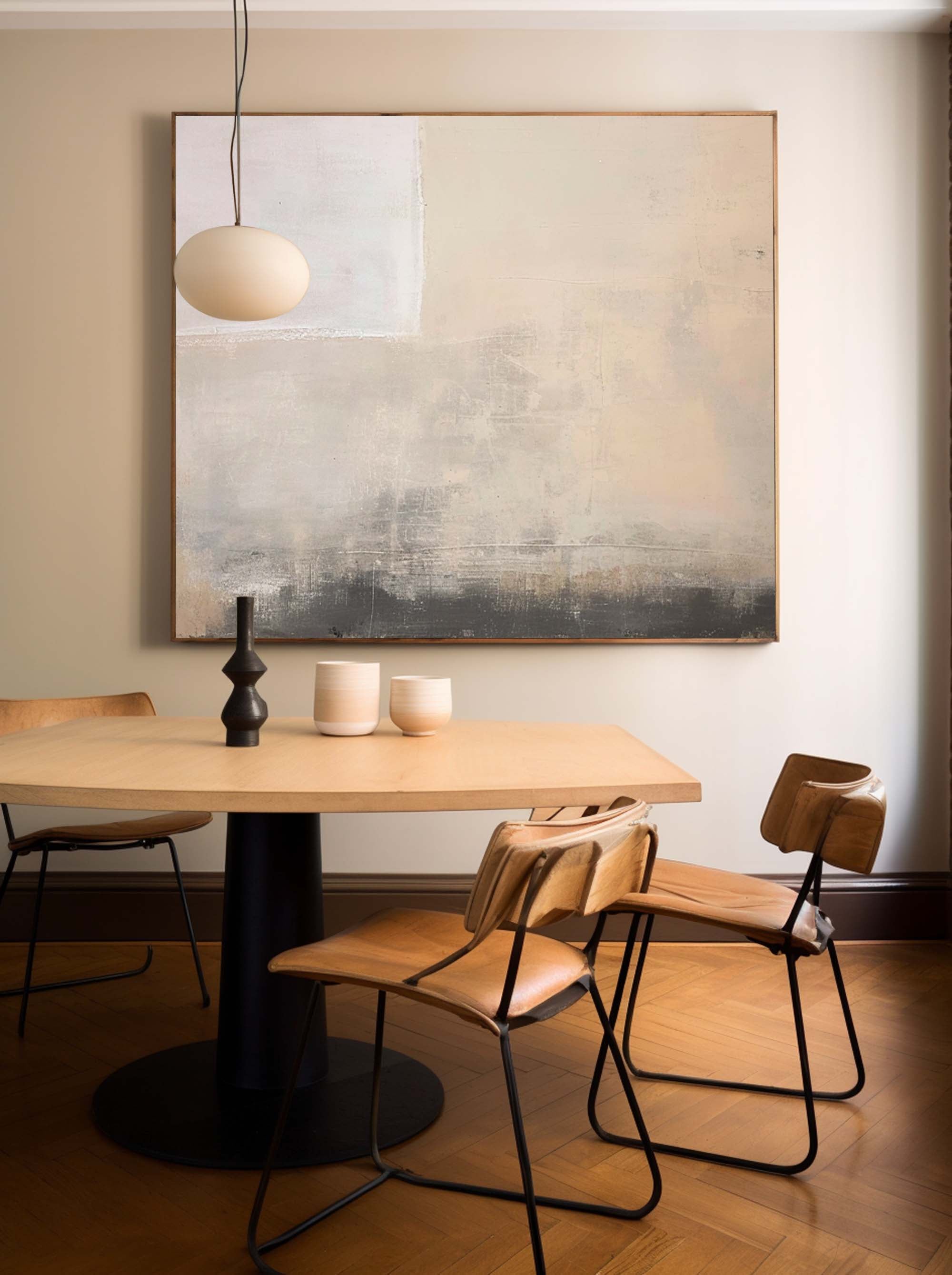 Beige Modern Acrylic Painting Large Abstract Oil Painting Original Minimalist Wall Art For Living Room