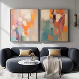 Set of 2 Large Original Acrylic Painting Vibrant Colorful Abstract Oil Painting Modern Wall Art Living Room Decor