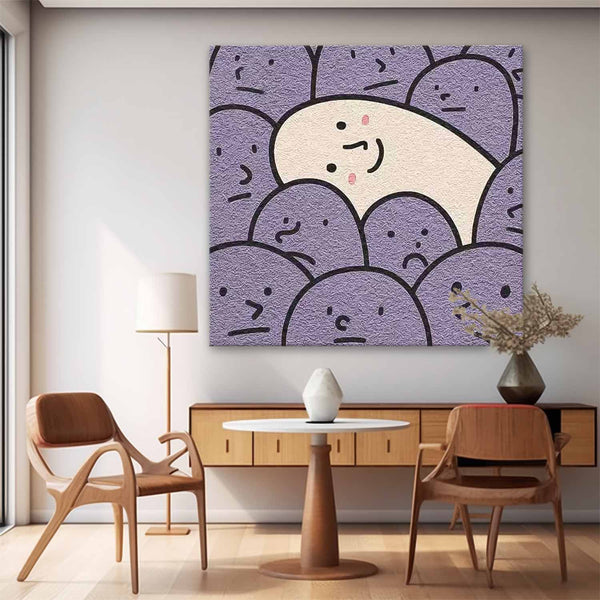Purple Modern Minimalist Canvas Acrylic Painting Large Interesting Simple Strokes Abstract Wall Art Home Decor