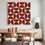 Red Geometry Modern Minimalist Canvas Acrylic Painting Large Regular Semicircle Abstract Artwork