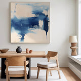 Square Abstract Wall Art Original Minimalist Ink Painting For Sale Blue Painting Canvas For Living Room