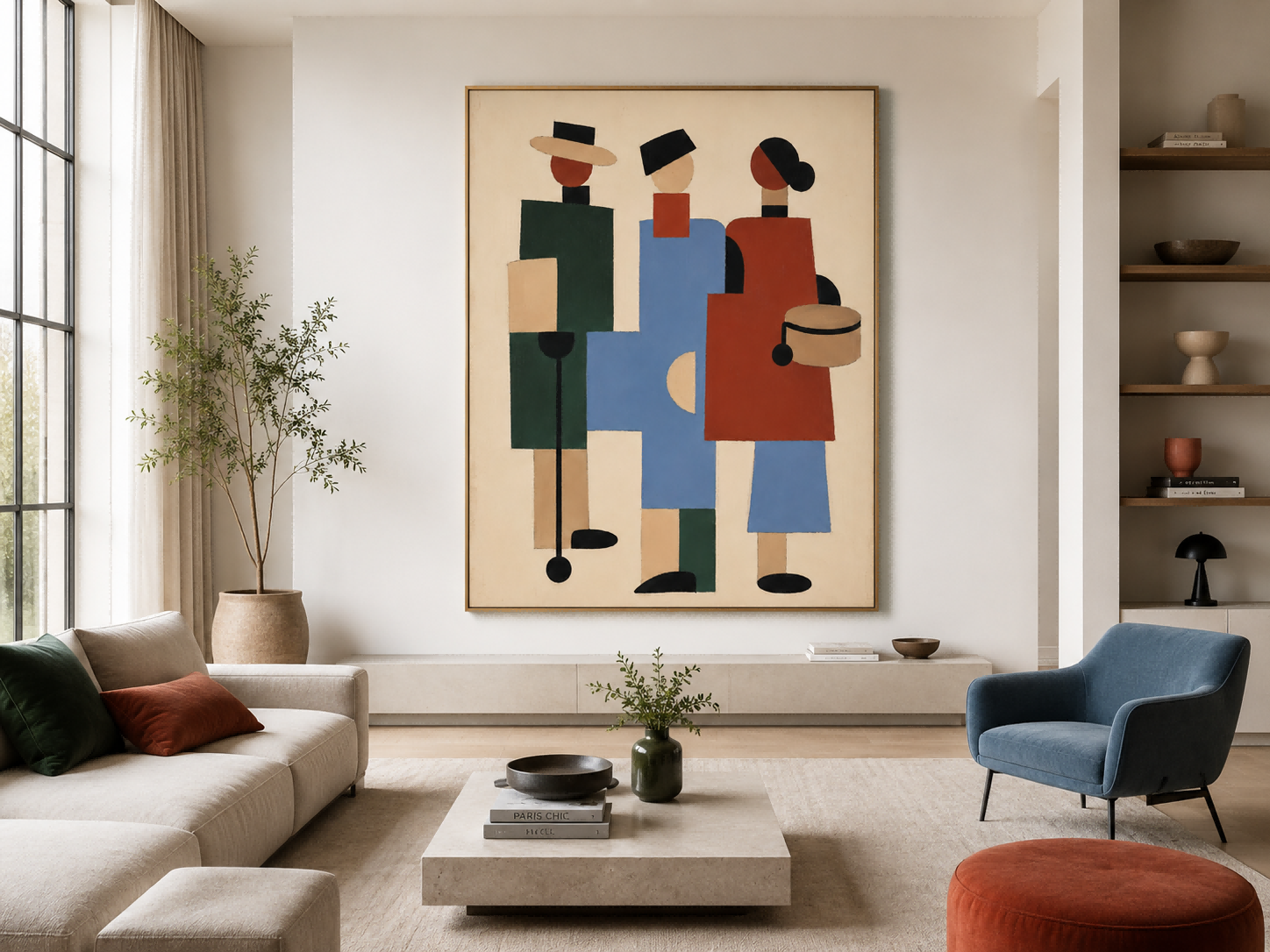 Minimalist Geometric Oil Painting In Modernist Style