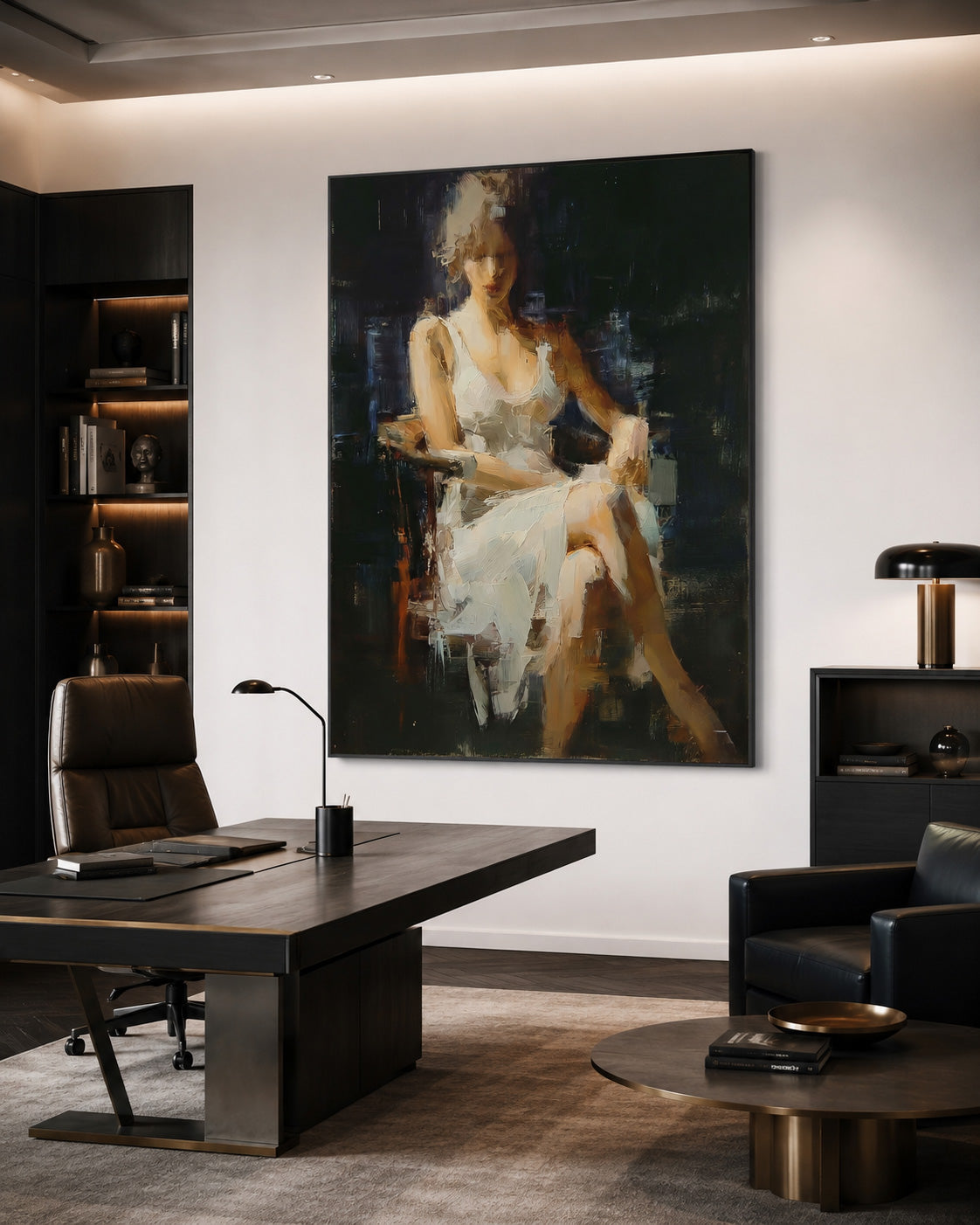 Vintage Woman Oil Painting On Linen Canvas With Expressive Brushwork For Home Decor