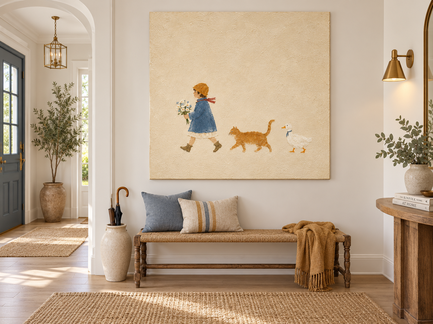 Whimsical Nursery Wall Art Hand-Painted Square Canvas For Kids Room