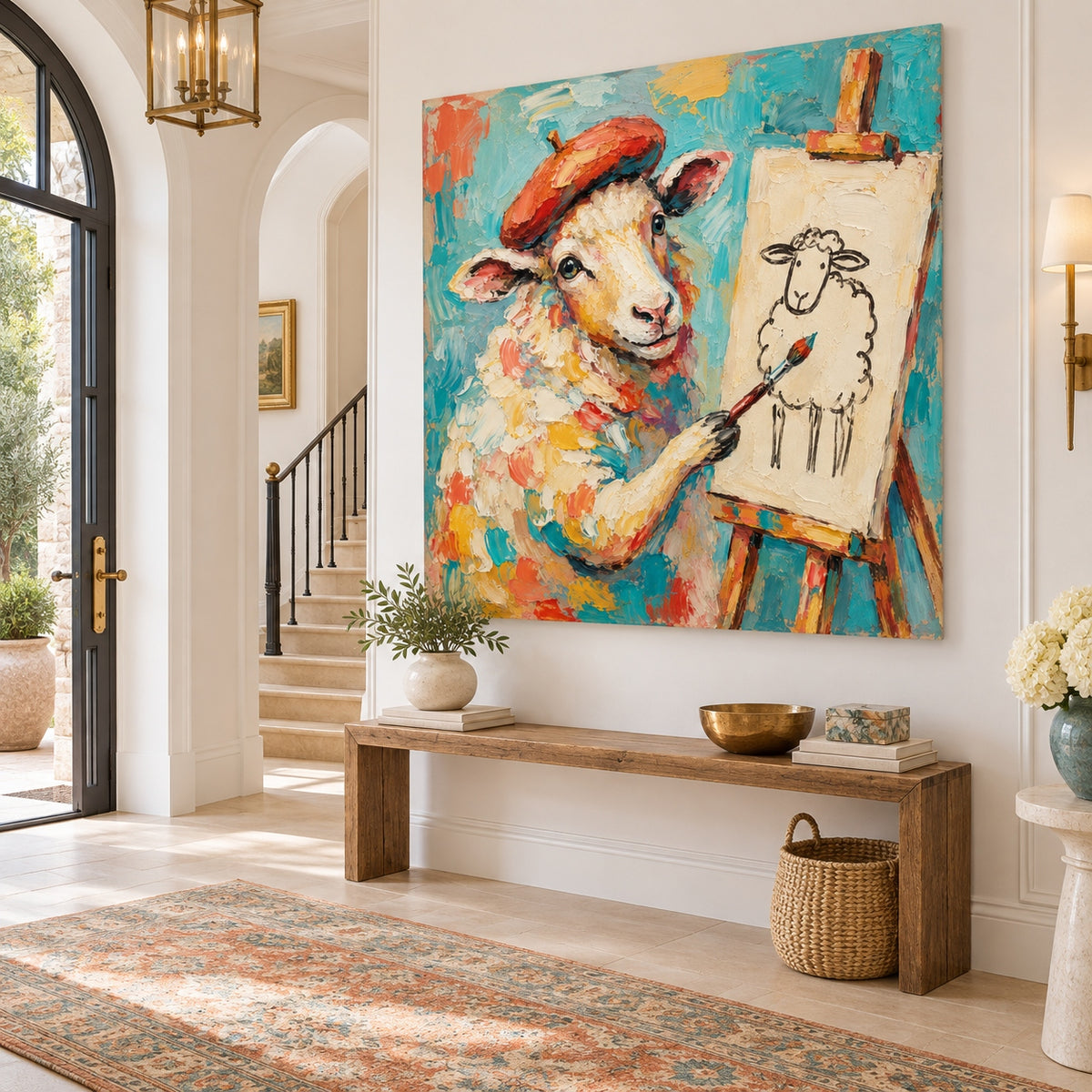 Textured Impasto Animal Art Colorful Cartoon Painting For Modern Home