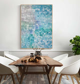 Blue And Grey Abstract Oil Painting on Canvas Modern Texture Wall Art Large Colorful Original Knife Painting Home Decor