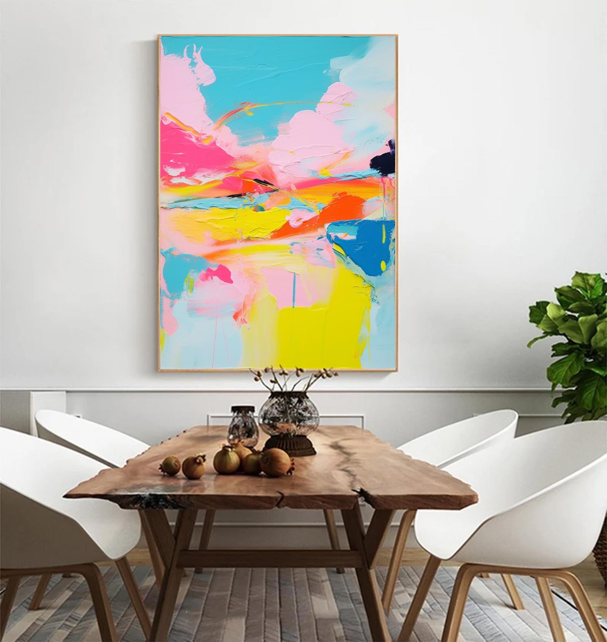 Abstract Oil Painting On Canvas Modern Texture Wall Art Bright Colorful Large Colorful Original Painting For Living Room