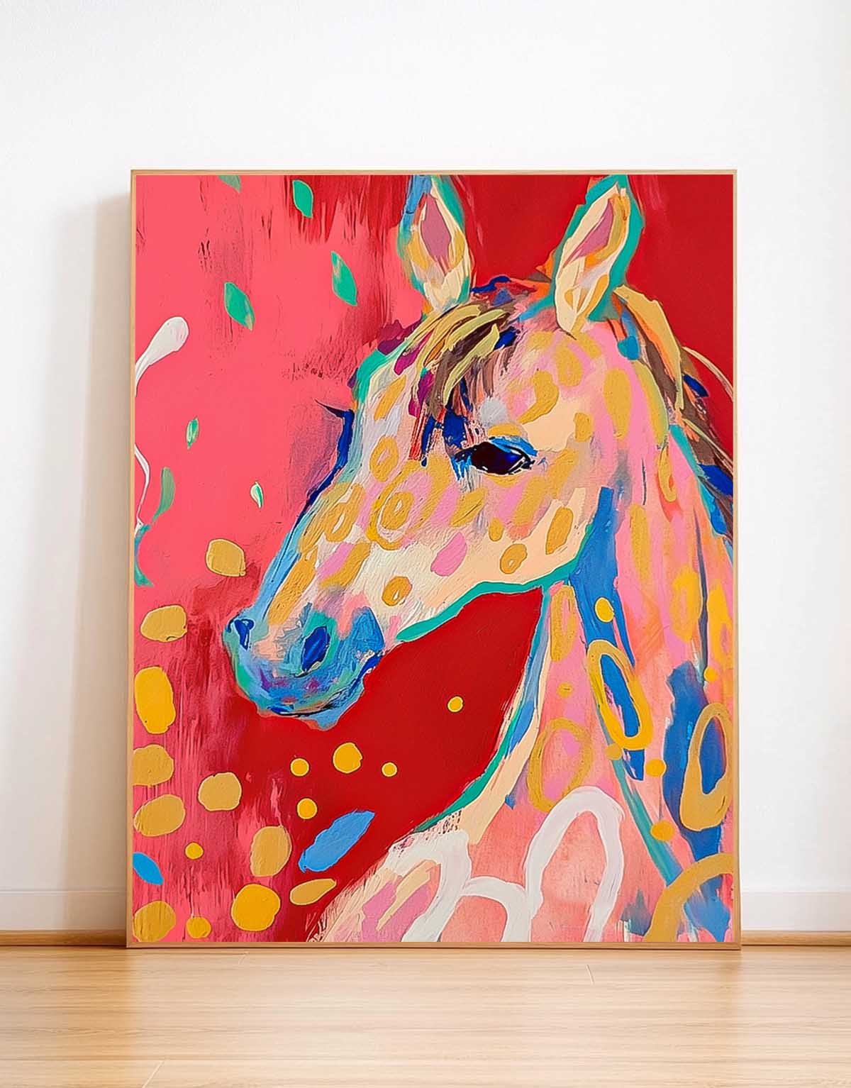 Cute Texture Animal Oil Painting Large Horse Acrylic Painting Modern Colorful Foal Abstract Wall Art