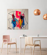 Graffiti Wall Art Colorful Painting On Canvas Pink Wall Art Modern Hand Painted Art Interior Decoration Painting