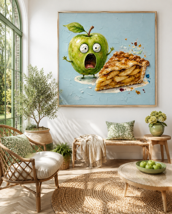 Cute Pop Art Style Food Painting With Textured Canvas For Living Room