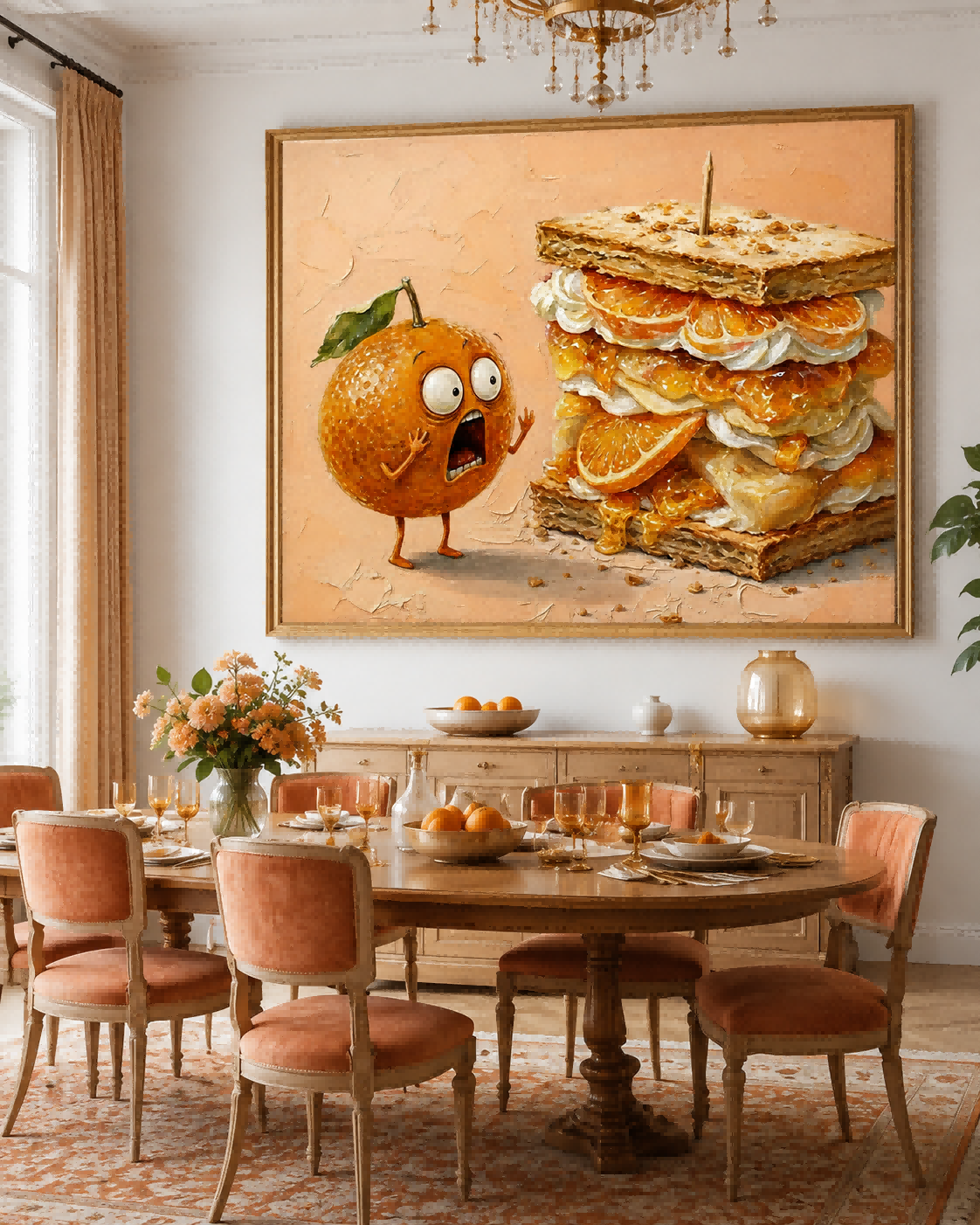 Surreal Pop Art Canvas Featuring Anthropomorphic Fruit And Sweet Treats