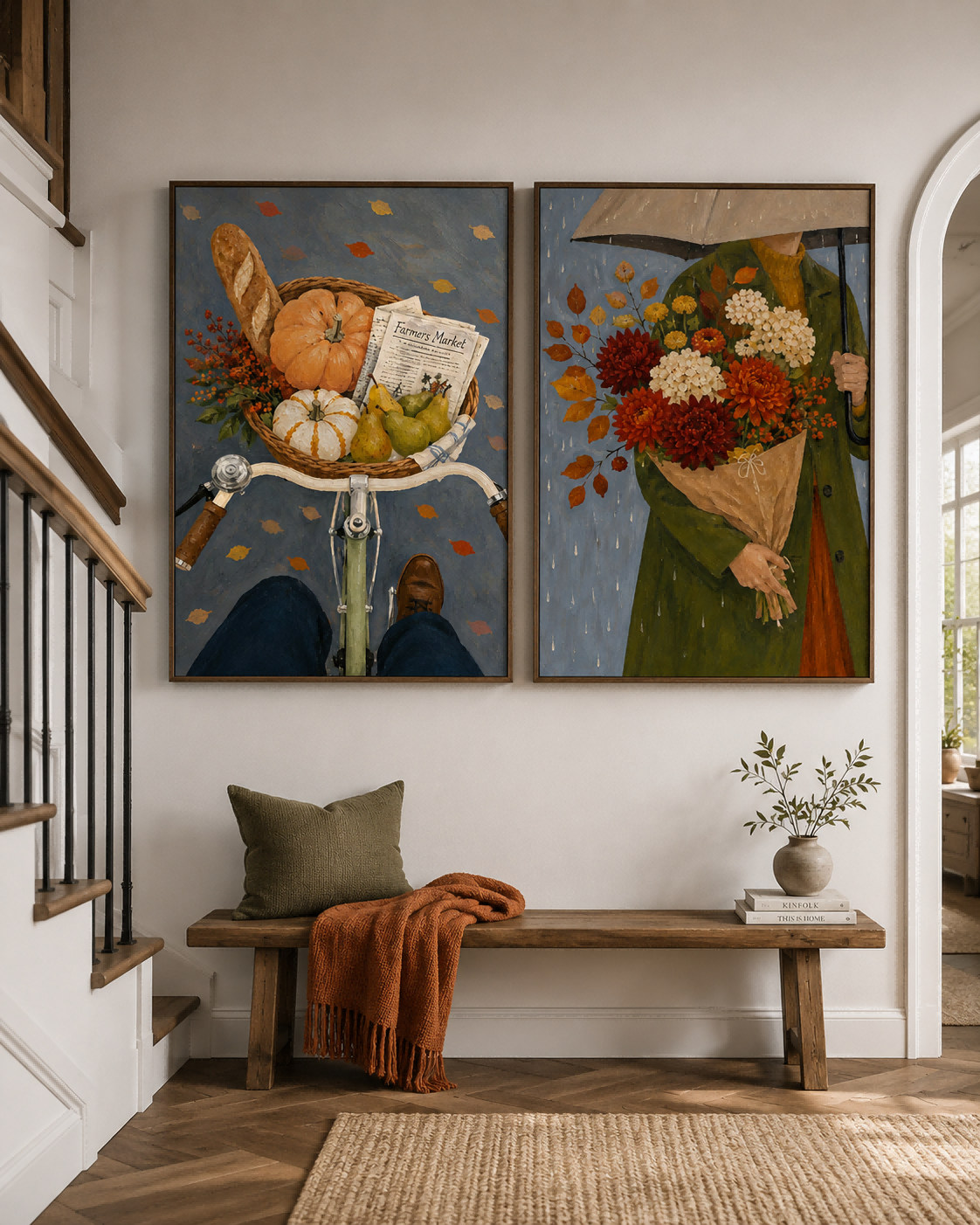 Romantic Textured Oil Painting Set With Fall Colors And Vintage Charm