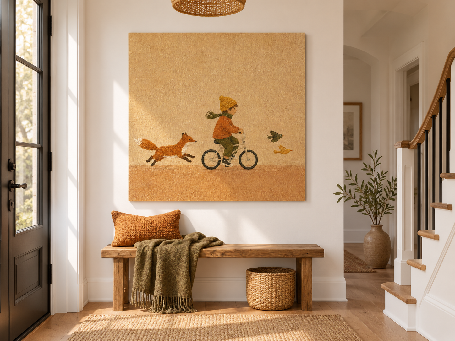 Whimsical Storybook Art For Kids Room Modern Nursery Wall Decor Beige