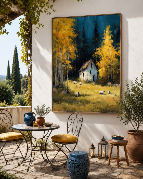 Impressionist Farmhouse Art With Rich Texture And Warm Colors For Wall Decoration