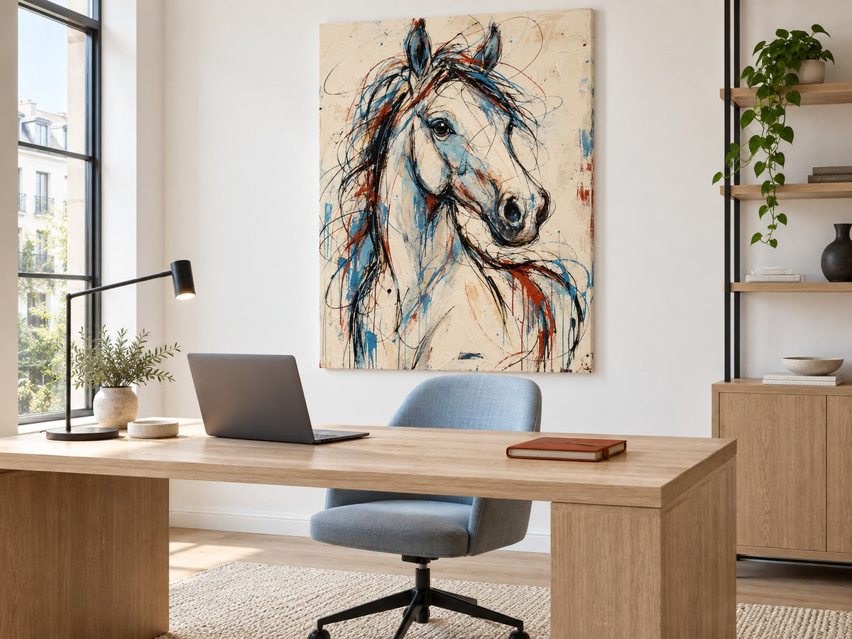 Handmade Impasto Animal Art Expressive Abstract Horse Canvas For Modern Interior Design