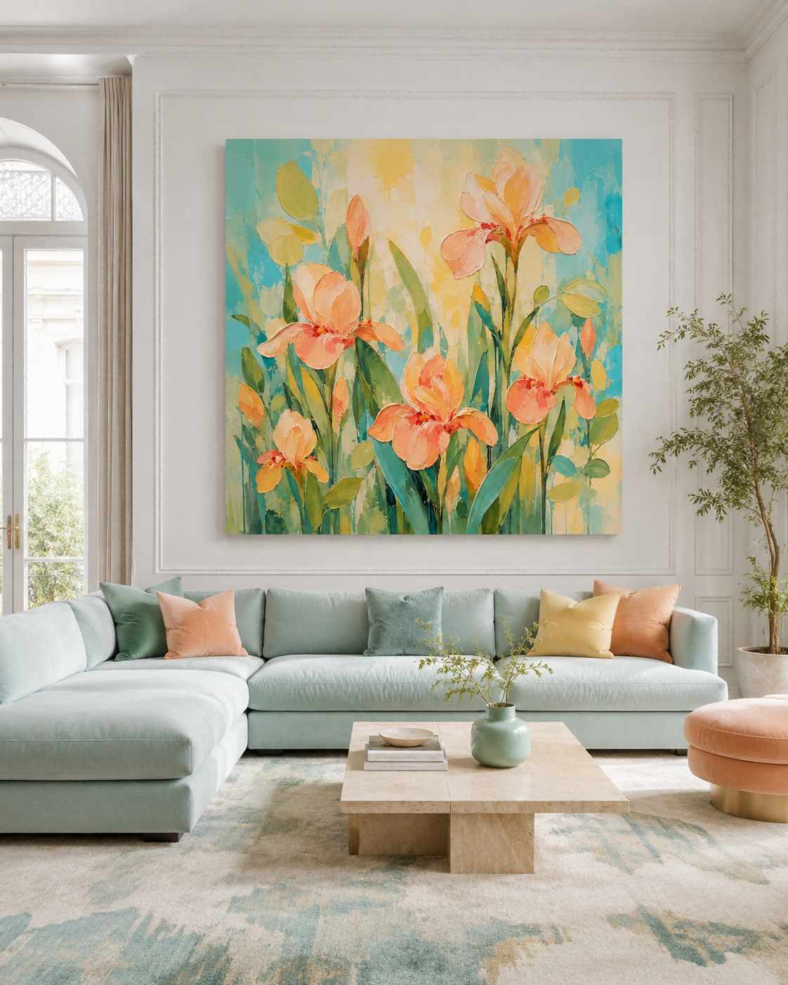 Impasto Abstract Flower Painting Bright Colorful Canvas Art Collection