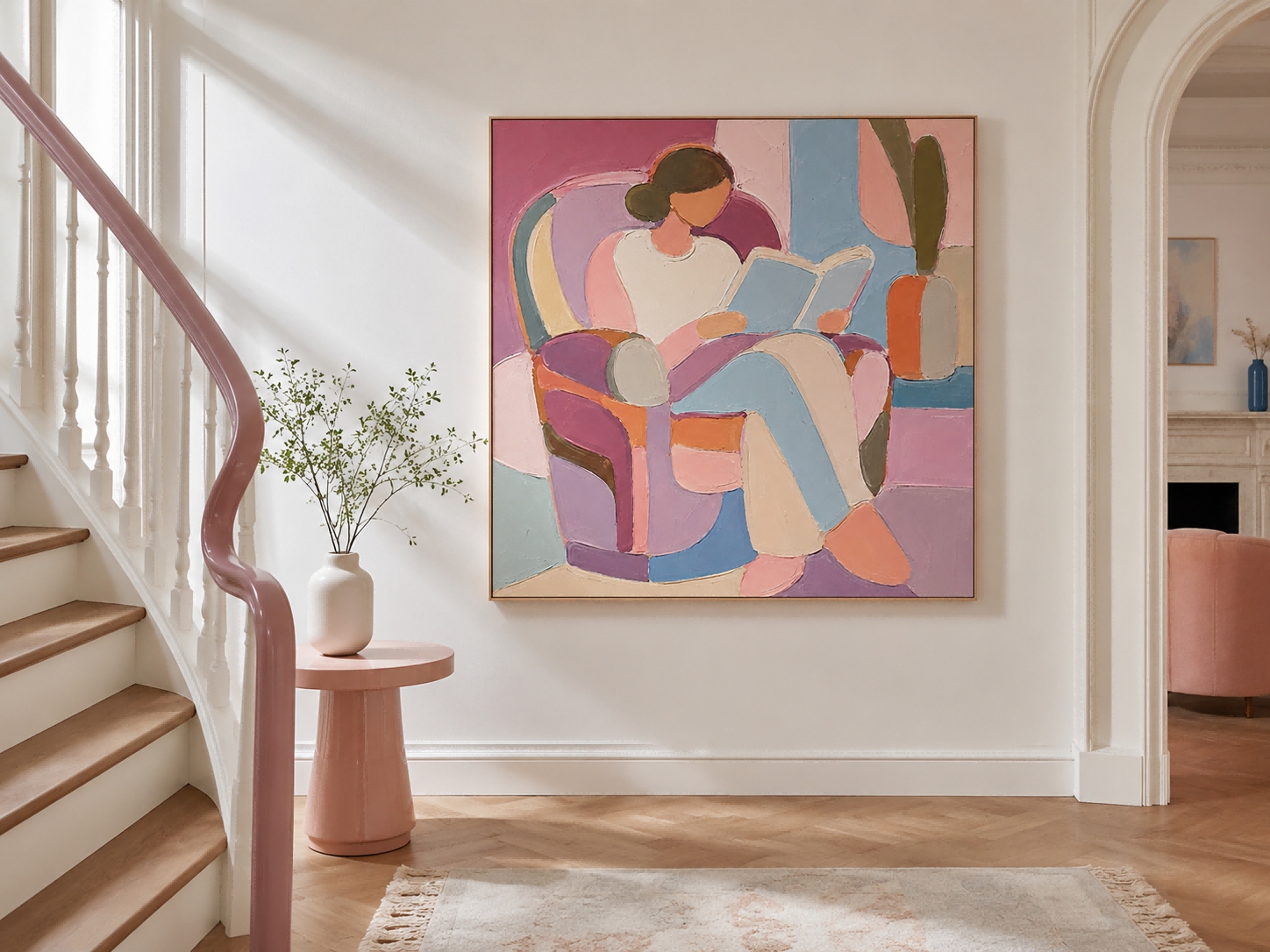 Abstract Colorful People Painting With Bold Blocks For Modern Living Room Decor