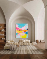 Abstract Oil Painting On Canvas Modern Texture Wall Art Bright Colorful Large Colorful Original Painting For Living Room