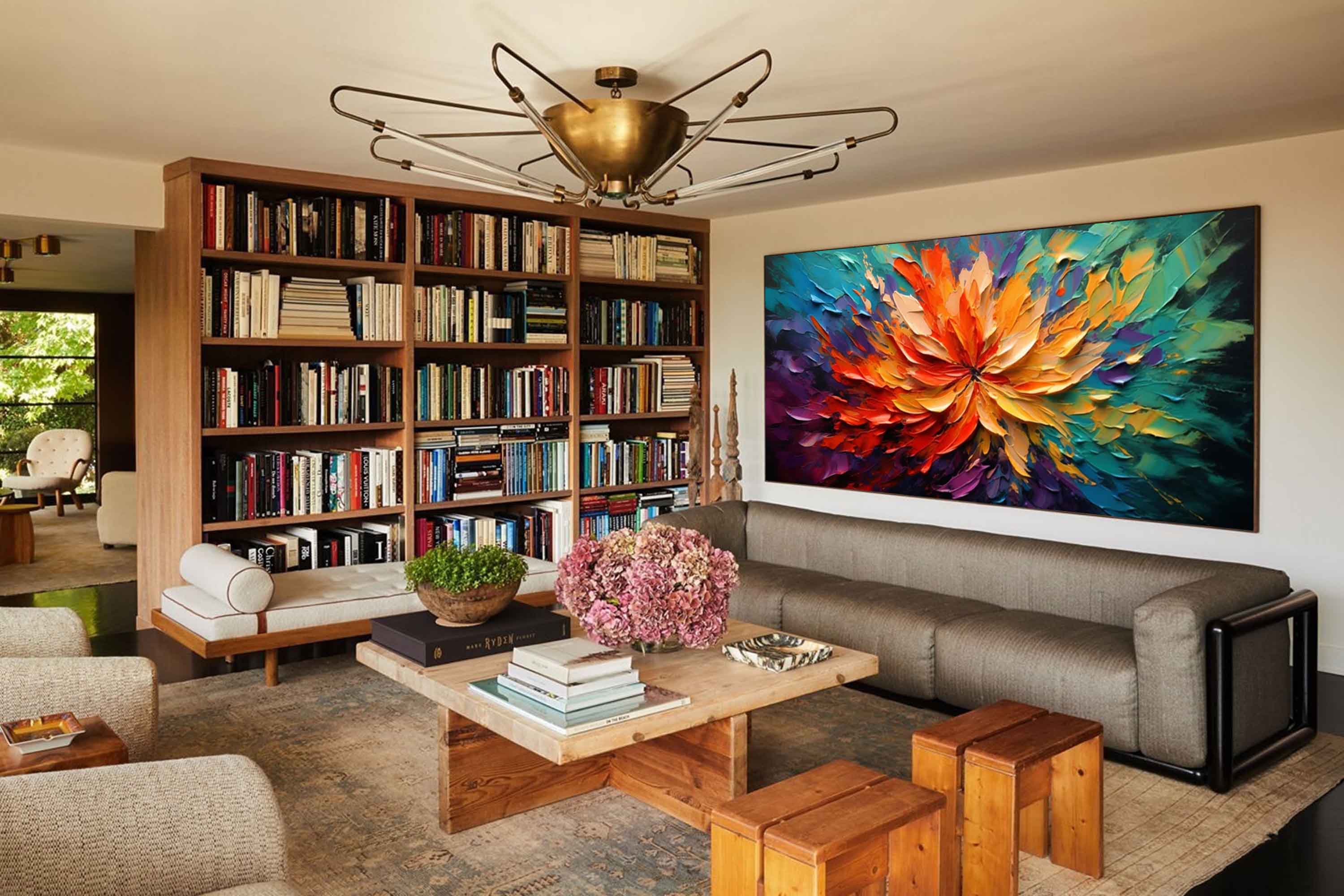 Large Acrylic Textured Colorful Floral Abstract Painting Original Palette Knife Painting Modern Flower Wall Art For Living Room