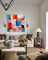 Large Vibrant Colorful Acrylic Painting Original Abstract Oil Painting Modern Wall Art For Living Room