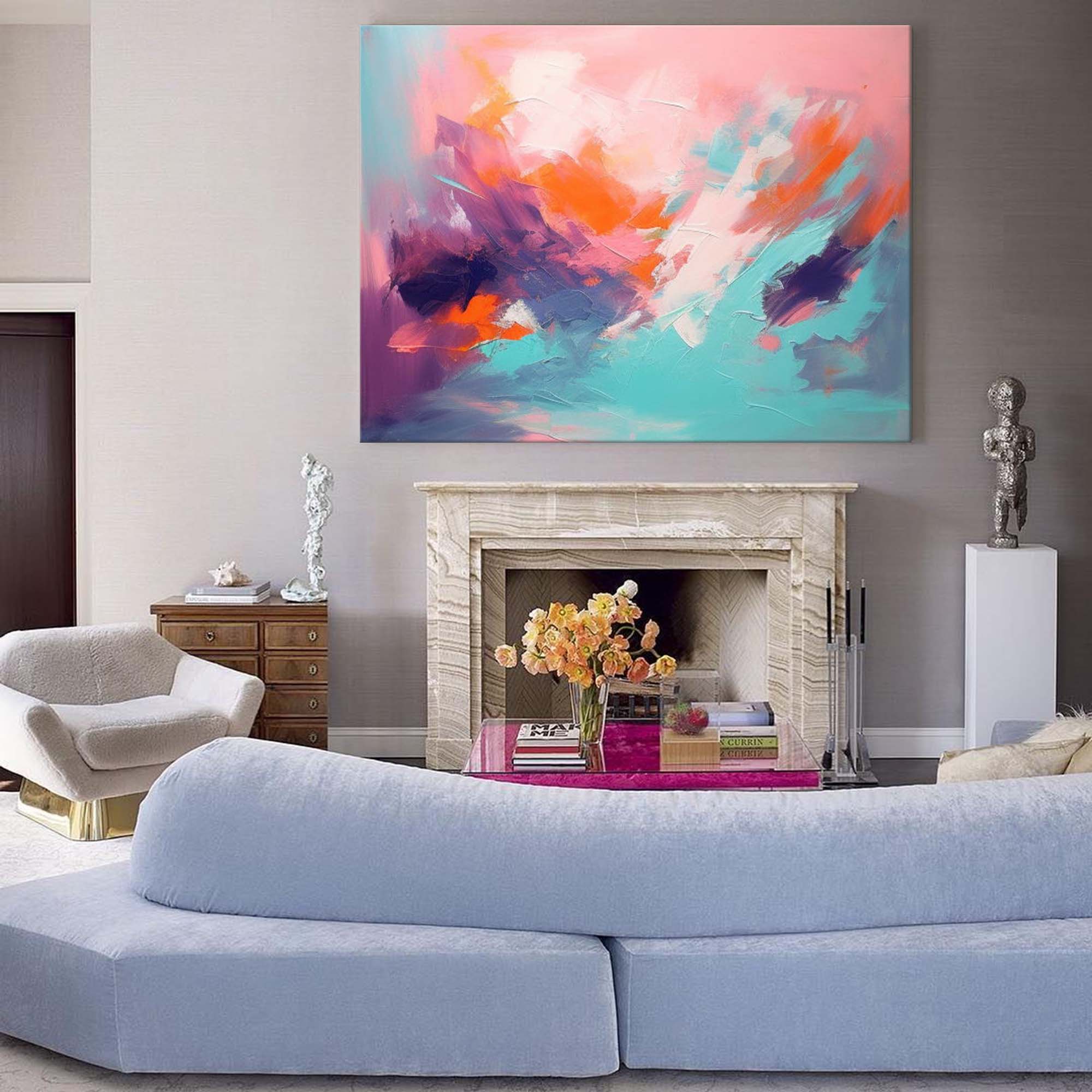 Modern Abstract Painting Bright Colorful Large Abstract Oil Painting Original Wall Art Home Decoration