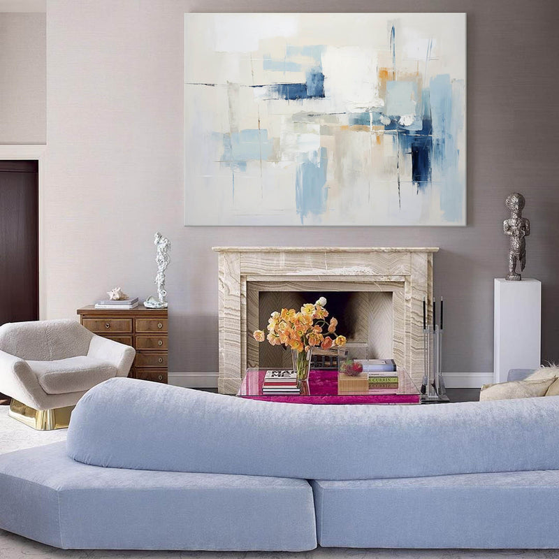 Modern Abstract Canvas Oil Painting  Large Wall Art Blue Original Acrylic Oil Paninting Living Room Decoration