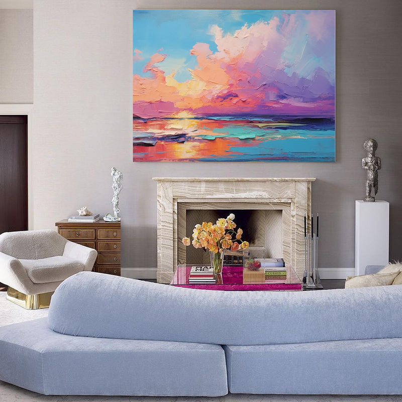 Modern Abstract Landscape Oil Painting On Canvas Bright Landscape Large Original Sunset Wall Art Home Decor