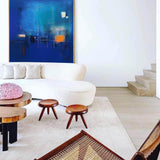 Blue Modern Original Wall Art Large Square Acrylic Painting Colorful Abstract Oil Painting For Living Room