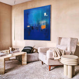 Blue Modern Original Wall Art Large Square Acrylic Painting Colorful Abstract Oil Painting For Living Room
