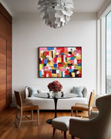 Vibrant Colorful Large Abstract Oil Painting On Canvas Modern Geometry Acrylic Painting Original Wall Art Home Decoration