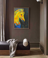 Bright Gold Horse Oil Painting On Canvas Impressionist Horse Wall Art Modern Animal Oil Painting Home Decor