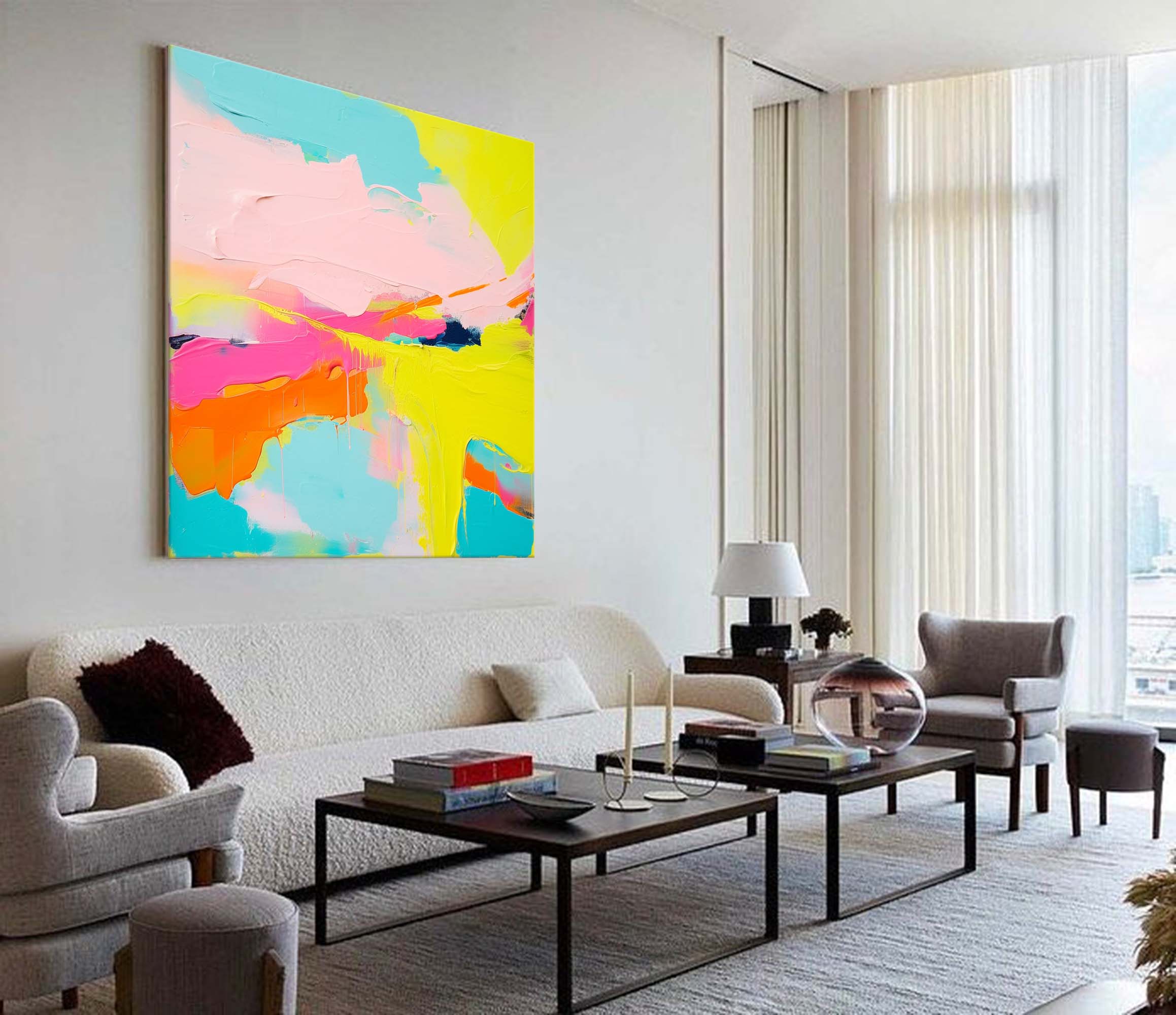 Modern Wall Art Vibrant Colorful Abstract Oil Painting On Canvas Large Original Color Acrylic Painting Home Decor