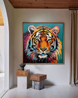 Large Abstract Tiger Oil Painting On Canvas Original Tiger Canvas Wall Art Modern Impressionist Animal Artwork for Living Room Bedroom