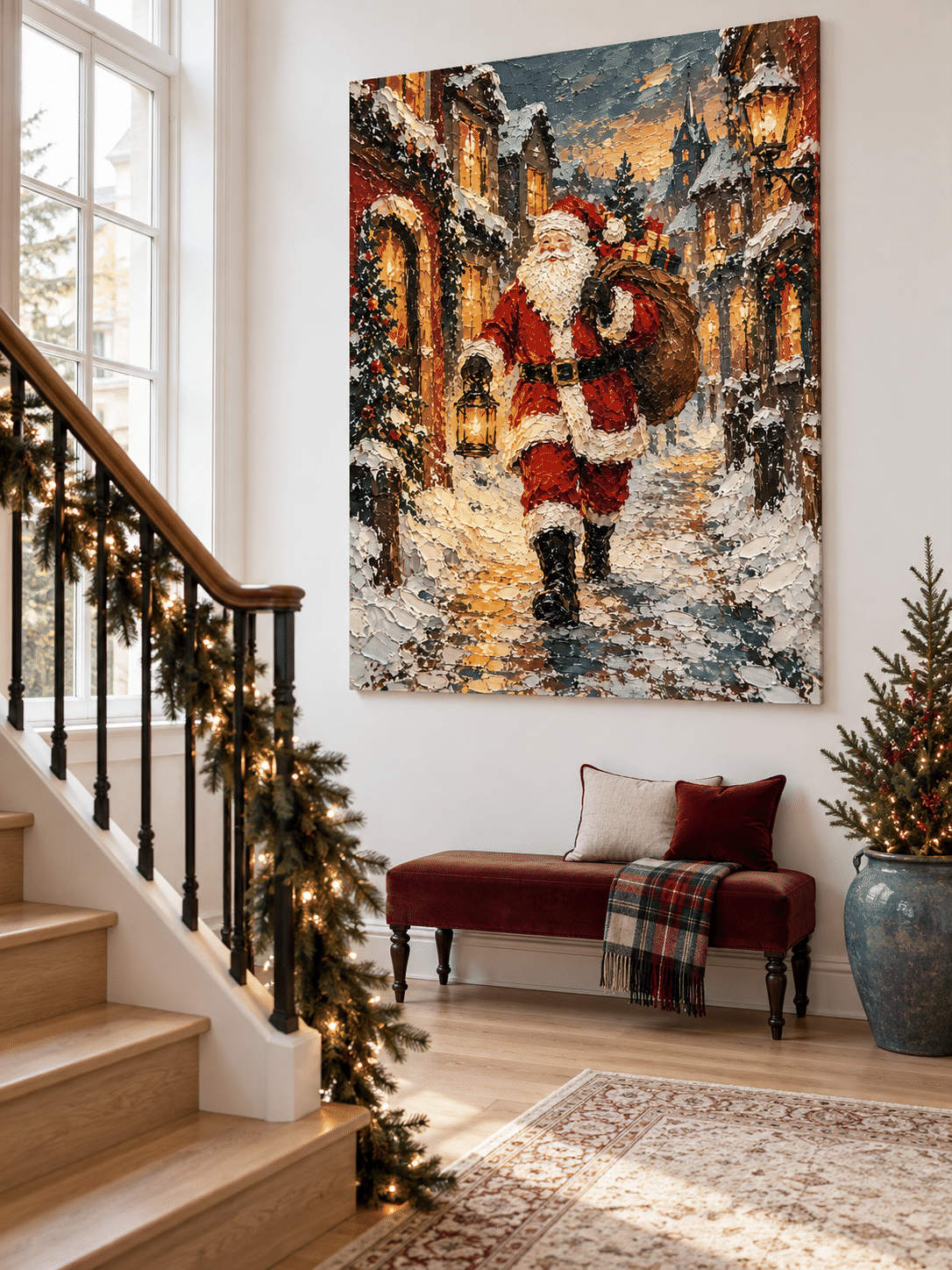 Textured Impressionist Christmas Painting With Nostalgic Holiday Vibe