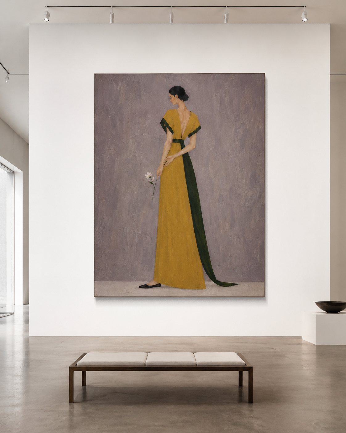 Modern Living Room Wall Art Elegant Lady In Yellow Gown