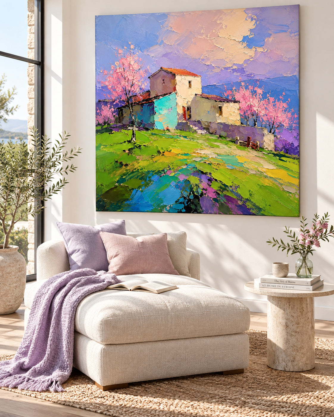 Modern Impressionist Floral Landscape Oil Painting On Canvas