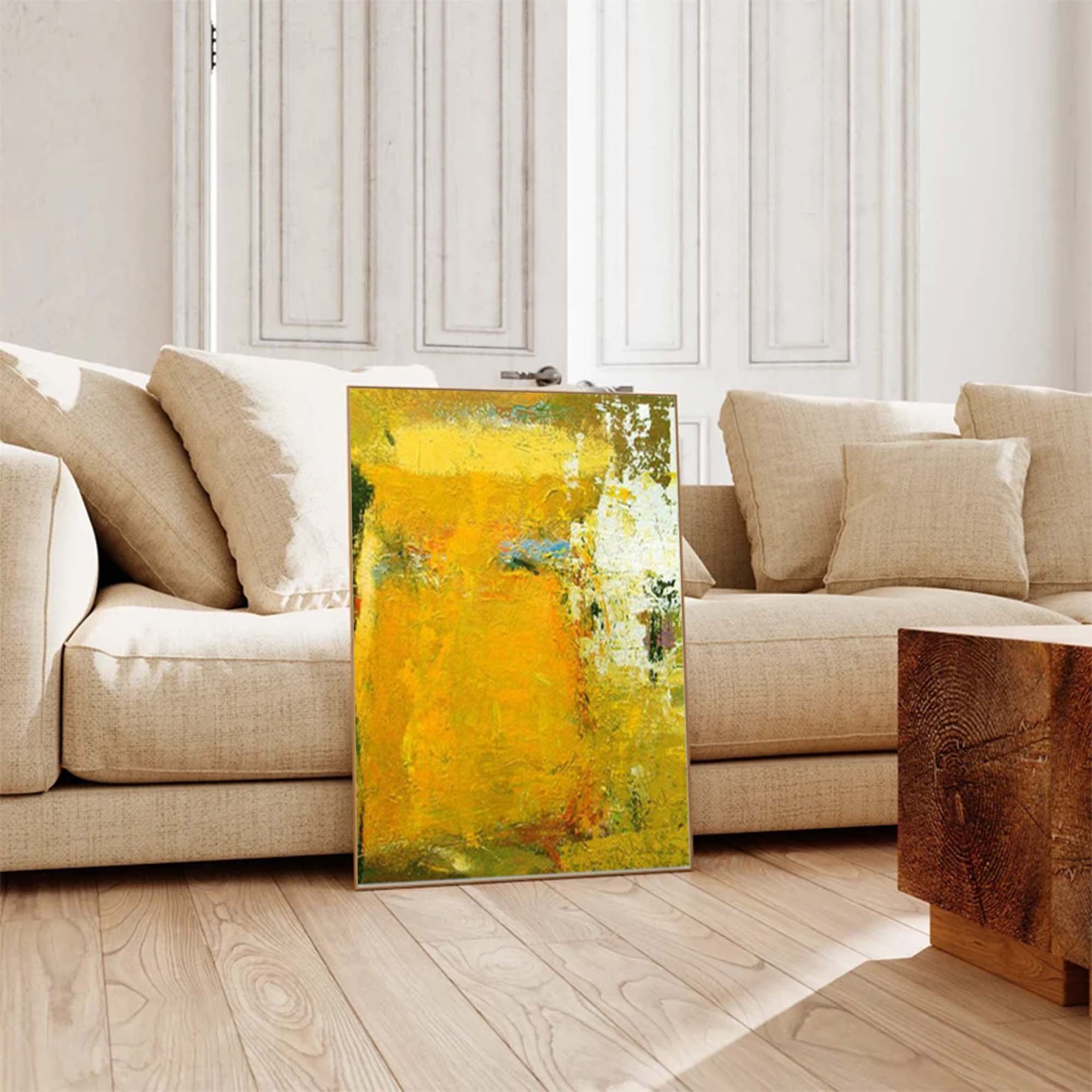 Texture Yellow Abstract Painting On Canvas Large Modern Wall Art Original Minimalist Painting For Living Room