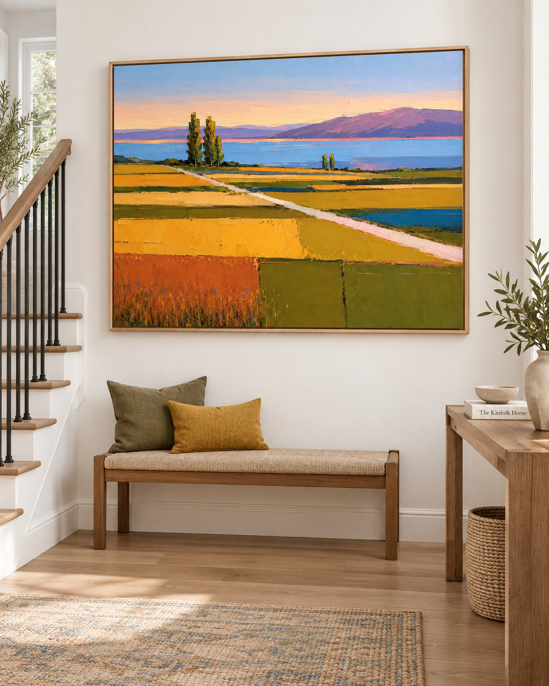 Impressionist Style Textured Canvas Painting Vibrant Autumn Colors Decor