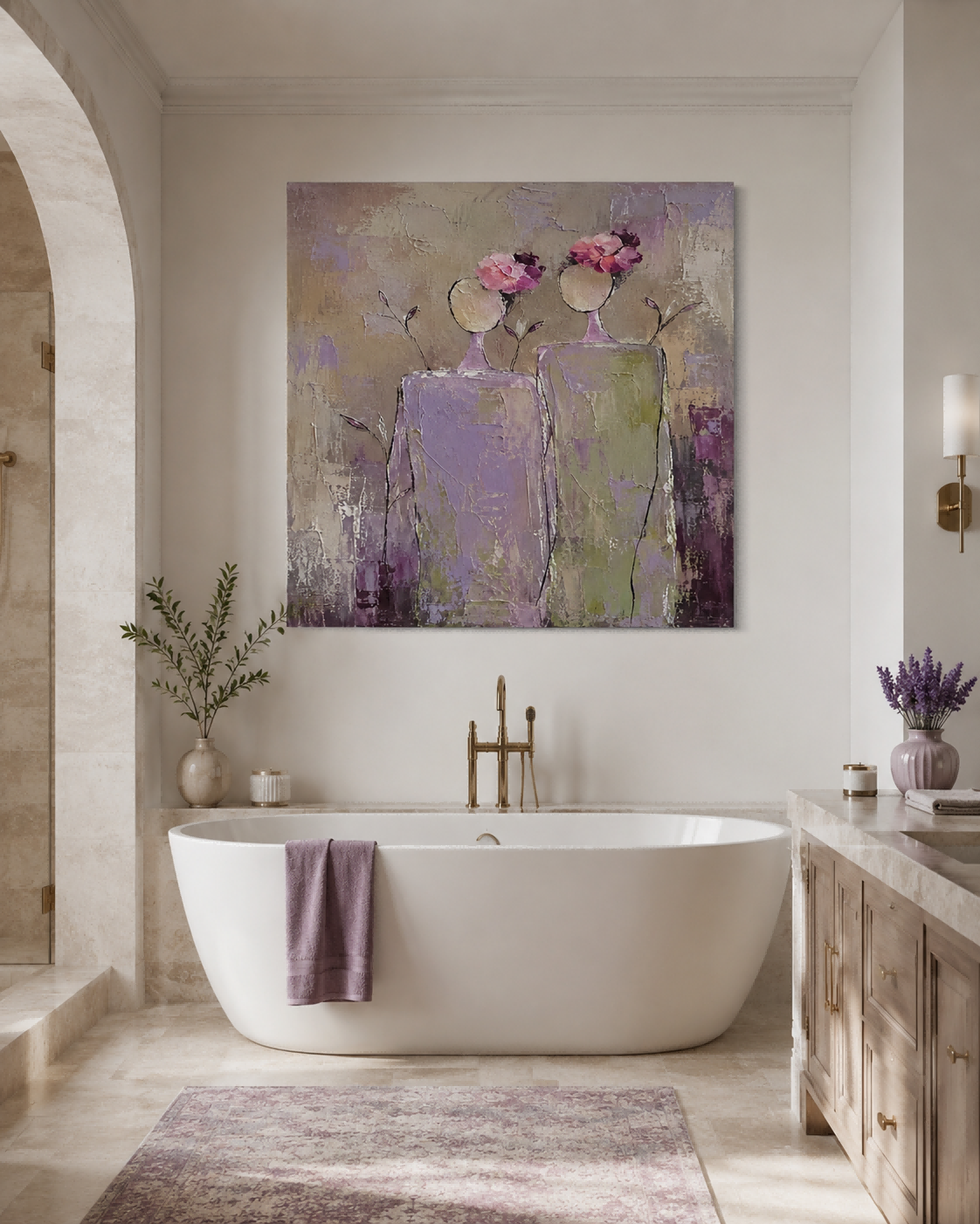 Modern Impasto Abstract Art Handmade Canvas With Floral Motifs