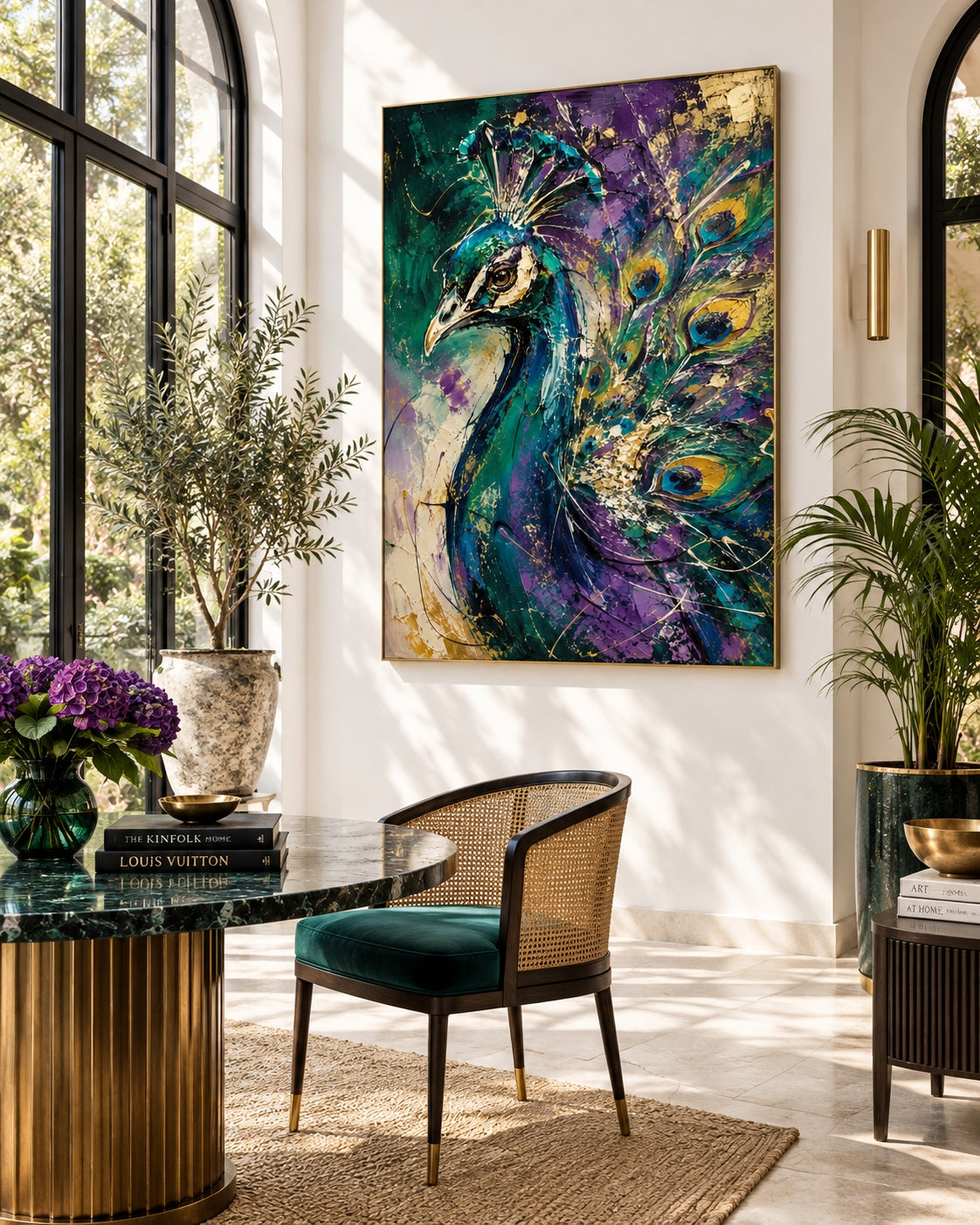 Luxury Peacock Wall Art For Living Room Entryway Modern Gold Accent Decor