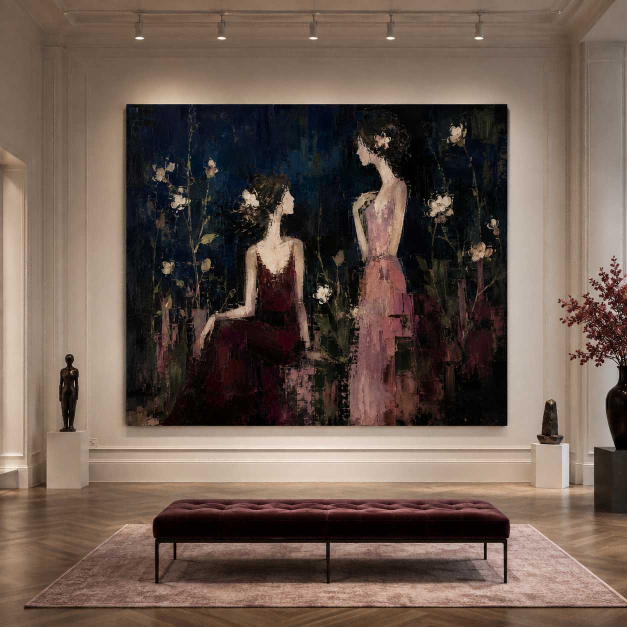Abstract Expressionist Canvas Art With Rich Texture And Dark Romantic Tones