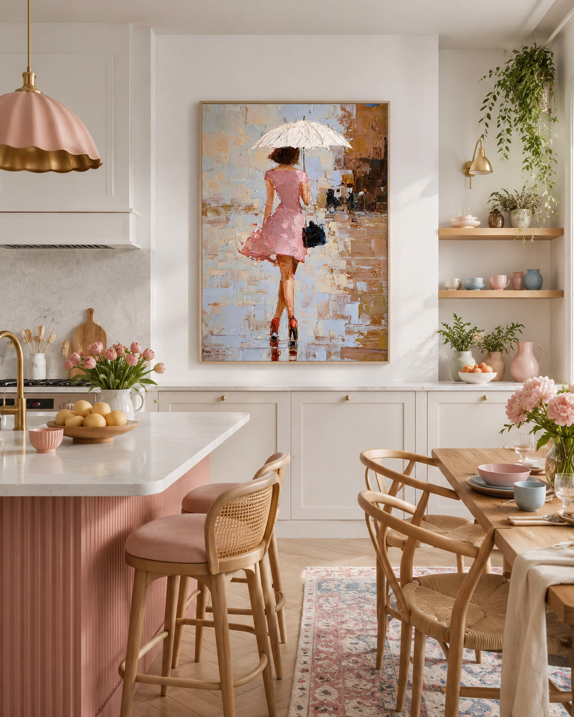 Elegant Woman Silhouette Wall Art Abstract City Background Home Decor