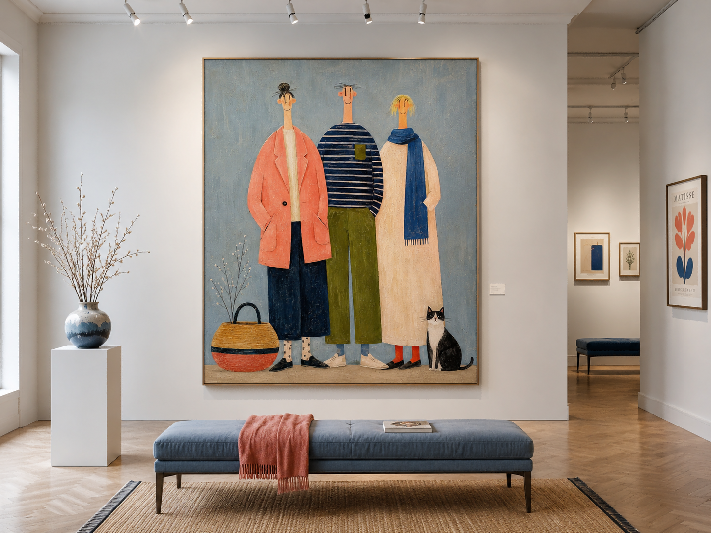 Original Naive Art Painting Of People For Modern Home Decor