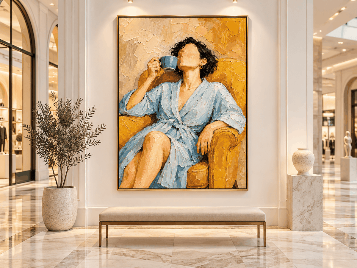 Impressionist Textured Abstract Painting With Warm Vintage Vibes For Bedroom Or Cafe Decor