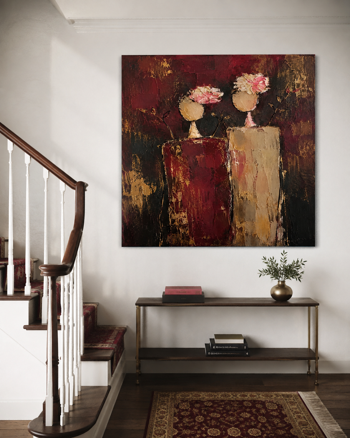 Modern Impasto Abstract Art With Gold Leaf Style Accents
