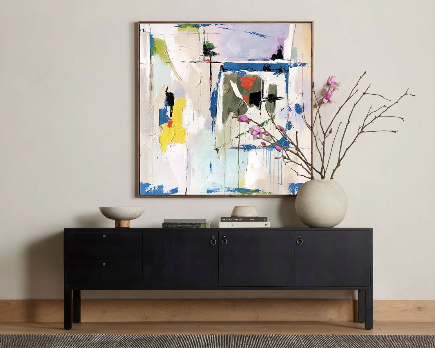 Original Abstract Oil Painting on Canvas expressionism as this unique blue square painting adds a touch of sophistication and creativity to your home decor