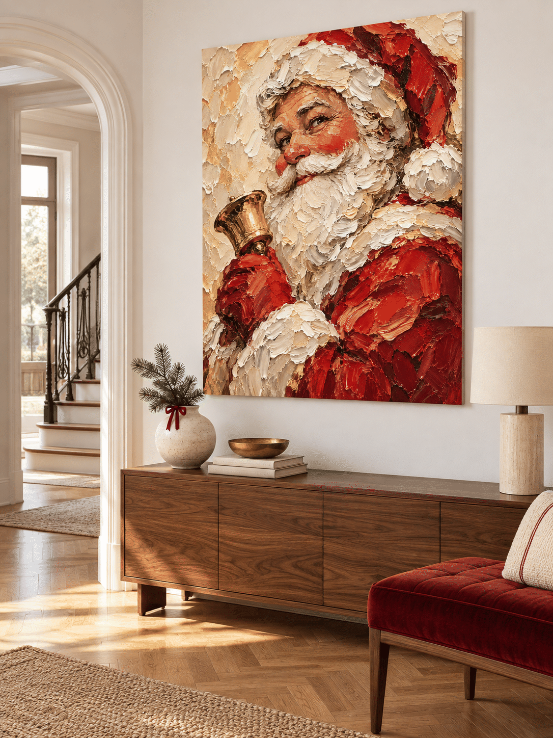 Impressionist Textured Santa Art Modern Holiday Decor Gift Idea