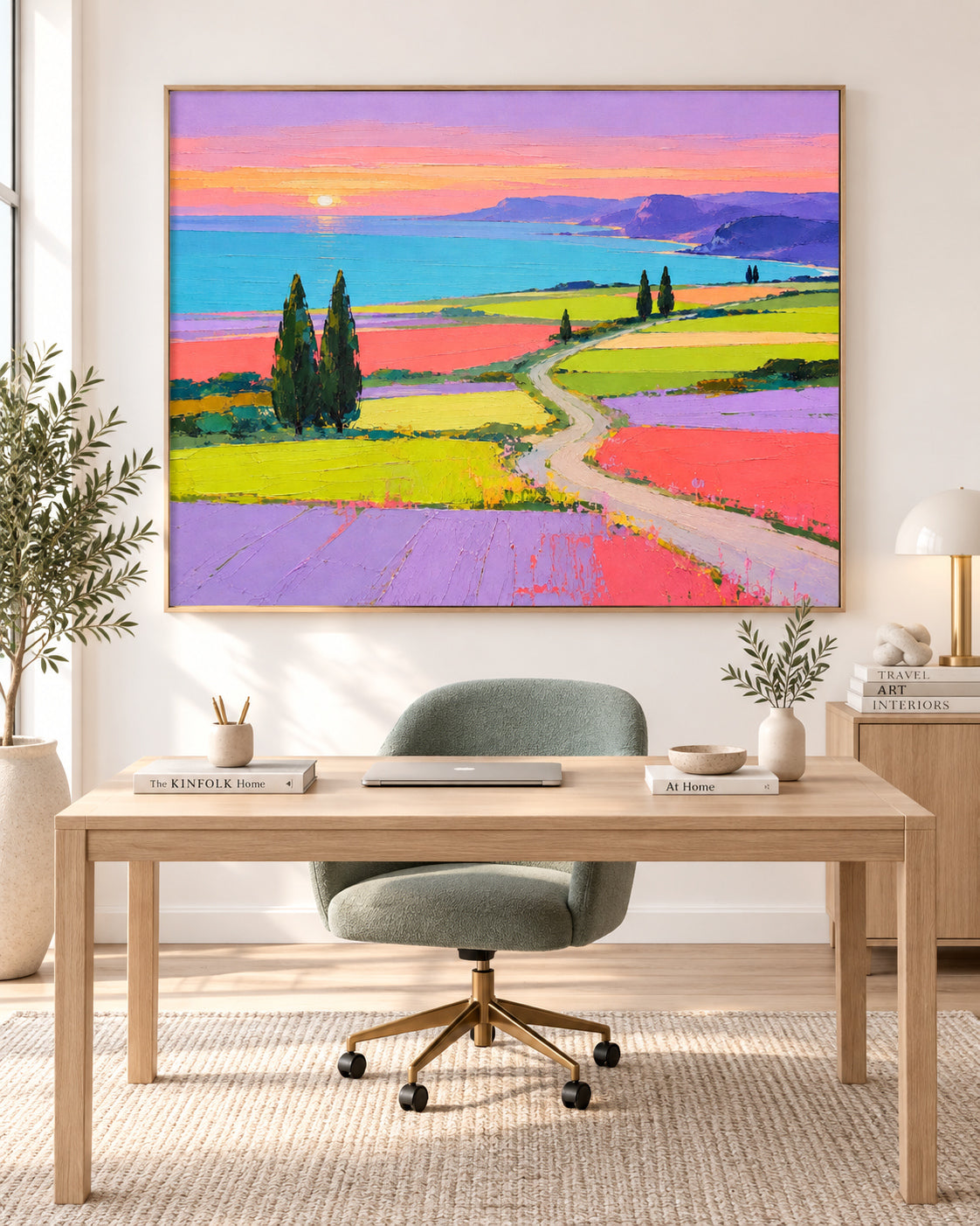 Romantic Impressionist Style Painting With Bold Colors And Textured Finish