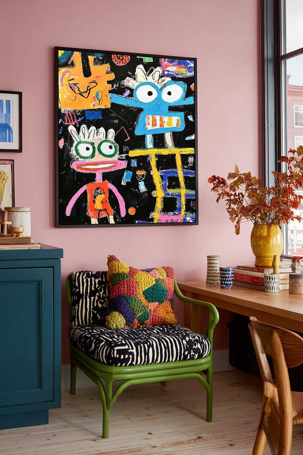 Original Full Of Childlike Fun Artwork Abstract Figure Painting Canvas Large Graffiti Cartoon Wall Art